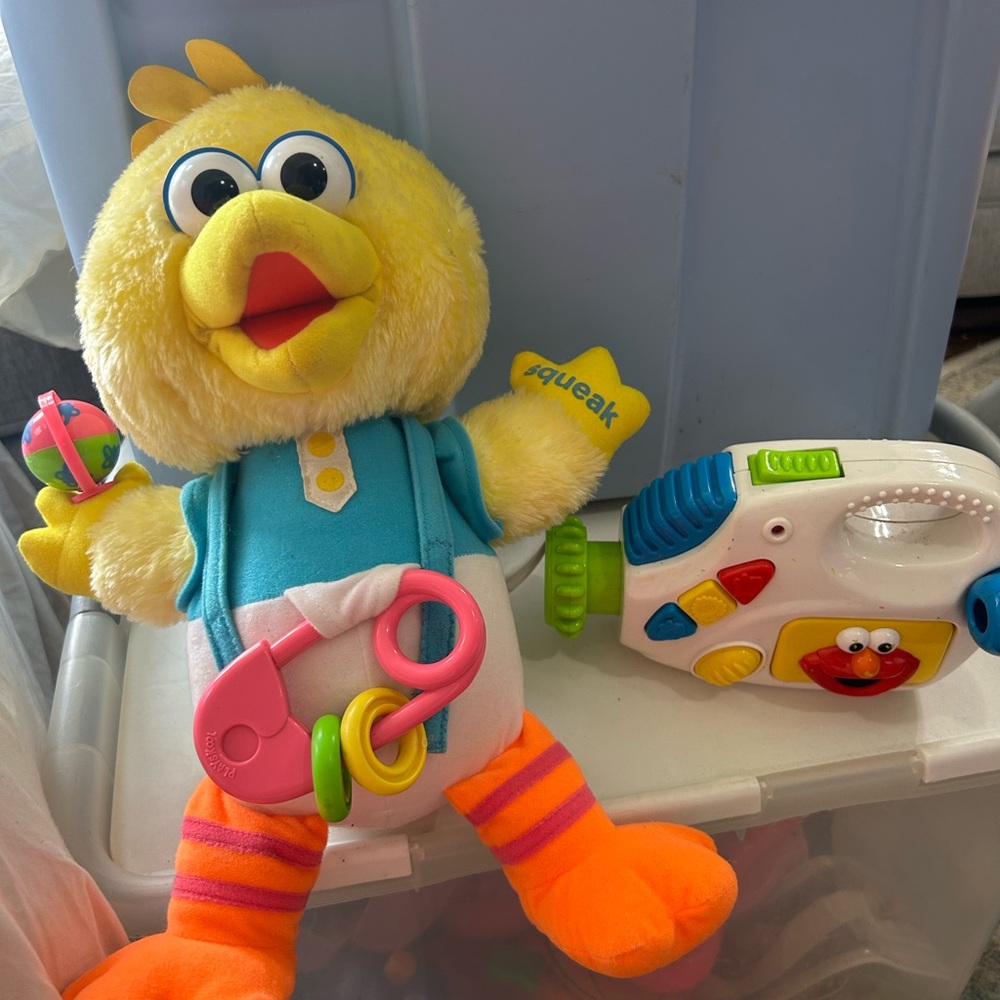 Vintage Sesame Street video camera and big bird